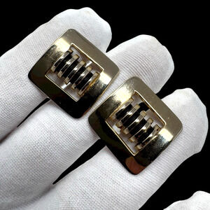 Vintage Gold Tone USA Pat. Pend Cufflinks Square Modernist Bar Design 22.7mm